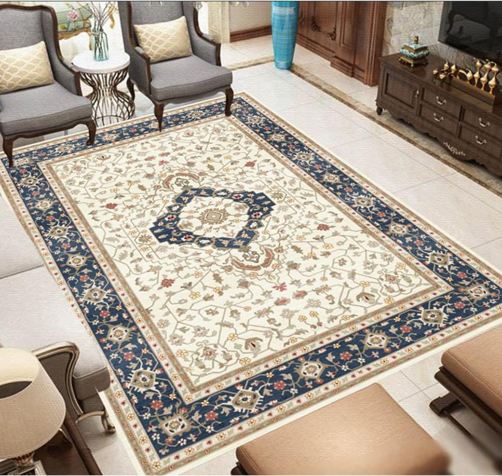 Amazon | ラグ カーペット ペルシャ絨毯風 オリエンタル柄 ラグマット